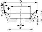 TYROLIT Diamant-Topf-Schleifscheibe DxTxH (mm), 125x40x20, Typ: D126