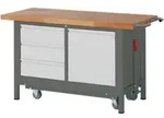 STIER Werkbank Premium mit abs. Fahrgestell, 3 Schubladen und 1 Fl&uuml;gelt&uuml;r...