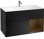 V&B Waschtischunterschrank Finion Reg re Walnut veneer, Black matt lacquer