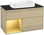 V&B Waschtischunterschrank Finion 100x60,3 cm, Reg li gol matt, Oak Veneer