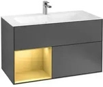 V&B Waschtischunterschrank Wandbeleuchtung Finion 99,6x59,1cm, Reg li gol m, Anthrac.