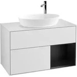 V&B Waschtischunterschrank Finion 100, Pl wh. m, Reg bla m Lac, wh. m Lac