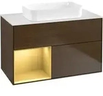 V&B Waschtischunterschrank Finion 100x60,3 cm, Reg li gol m, Walnut veneer