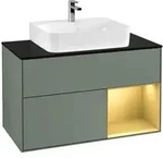 V&B Waschtischunterschrank Finion 100, Pl bla m, Reg re gol m, Oli. m Lac