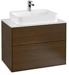 V&B Waschtischunterschrank Wandbeleuchtung Finion 80x60,3cm, Abd.-Pl. wh. m, Walnut