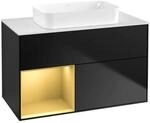 V&B Waschtischunterschrank Finion 100x60,3 cm, Reg li gol m, bla m lacquer