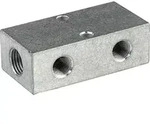 Riegler Verteilerleiste, Abg&auml;nge beidseitig, 2 x 1/8, 6 + 6 x M5, Alu