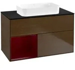 V&B Waschtischunterschrank Finion 100x60,3 cm, Reg li Peony, Walnut veneer
