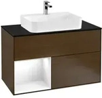 V&B Waschtischunterschrank Finion 100, Pl b m, Reg li glo wh. Lac, wal ven