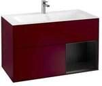 V&B Waschtischunterschrank Finion Reg re Black matt lacquer, Peony Matt