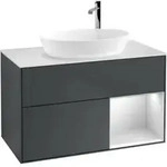 V&B Waschtischunterschrank Finion 100, Pl w m, Reg wh. m Lac, md bl. m Lac