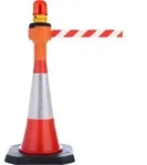 RS-GUIDESYSTEMS Leitkegelaufsatz orange, Gurtl&auml;nge: 9m Gurt: schwarz-gelb, diagonal