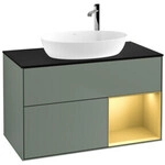 V&B Waschtischunterschrank Finion 100, Pl bla m, Reg gol m Lac, Oli. m Lac