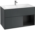 V&B Waschtischunterschrank Finion Reg re bla m Lac, md Blue Matt Lacquer