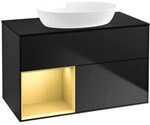 V&B Waschtischunterschrank Finion 100, Pl bla m, Reg gol m Lac, bla m Lac