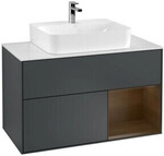 V&B Waschtischunterschrank Finion 100, Pl w m, Rg re wal ven, md bl. m Lac
