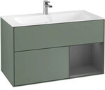 V&B Waschtischunterschrank Finion Reg re Anthrac. matt, Olive Matt Lacquer