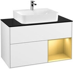 V&B Waschtischunterschrank Finion 100, Pl bla m, Reg re gol m, glo wh. Lac
