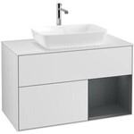 V&B Waschtischunterschrank Finion 100, Pl wh. m, Reg md m Lac, wh. m Lac