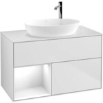 V&B Waschtischunterschrank Finion 100, Pl w m, Reg glo wh. Lac, wh. m Lac