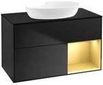 V&B Waschtischunterschrank Finion 100, Pl bla m, Reg gol m Lac, bla m Lac