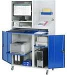 Rau Computer-Schrank 67T mit Monitorgeh&auml;use T520mm, B1100xT520xH1895mm, mobil