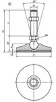 KIPP Gelenkfu&szlig; D=80 M16x175 SW16 Form B Anti-Slip-Platte Stahl Gummi