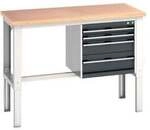 Bott Werkbank cubio 4 Schubladen Multiplex h&ouml;henverstellbar 1500 x 750 mm