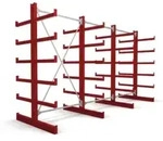 STIER Kragarmregal doppelseitig 3 Felder mit 5 Ebenen 3900x2000x500mm feuerrot