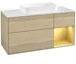 V&B Waschtischunterschrank Finion 120x60 cm, Reg re Gold matt, Oak Veneer