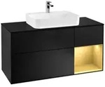 V&B Waschtischunterschrank Finion 120cm, Pl bla m, Reg re gol m, bla m Lac