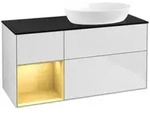 V&B Waschtischunterschrank Finion 120cm, Pl b m, Reg gol m Lac, wh. m Lac