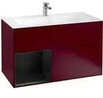 V&B Waschtischunterschrank Finion Reg links Black matt lacquer, Peony Matt