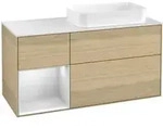 V&B Waschtischunterschrank Finion 120x60 cm, Reg li wh. m Lac, Oak Veneer