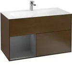 V&B Waschtischunterschrank Finion Reg links Anthracite matt, Walnut veneer