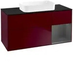 V&B Waschtischunterschrank Finion 120x60 cm, Reg re Anthrac. m, Peony Matt