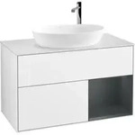 V&B Waschtischunterschrank Finion 100, Pl wh. m, Reg md m Lac, glo wh. Lac