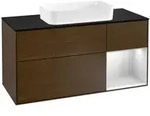 V&B Waschtischunterschrank Finion 120cm, Pl b m, Reg re wh. m Lac, wal ven