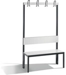 C+P Garderobenbank mit R&uuml;ckenlehne, Basic Plus, H1650xB1000xT407mm, Gestell