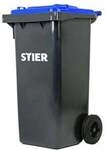 STIER 2-Rad-M&uuml;llgro&szlig;beh&auml;lter 120 l grau/blau BxTxH 475x550x930 mm