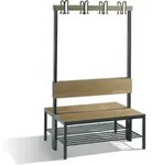 C+P Doppelseitige Garderobenbank mit R&uuml;ckenlehne, Basic Plus,...