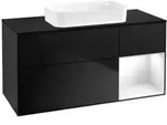 V&B Waschtischunterschrank Finion 120x60 cm, Reg re glo wh. Lac, bla m Lac