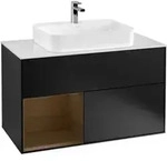 V&B Waschtischunterschrank Finion 100, Pl wh. m, Reg li wal ven, bla m Lac