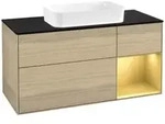 V&B Waschtischunterschrank Finion 120x60 cm, Reg re Gold matt, Oak Veneer
