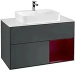 V&B Waschtischunterschrank Finion 100, Pl wh. m, Reg re Peo, md bl. m Lac