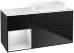 V&B Waschtischunterschrank Finion 120x60 cm, Reg li wh. m Lac, bla m Lac