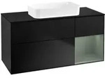 V&B Waschtischunterschrank Finion 120x60 cm, Reg re Oli. m Lac, bla m Lac