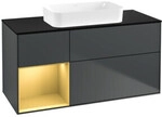 V&B Waschtischunterschrank Finion 120x60 cm, Reg li gol m, md bl. m Lac