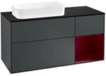 V&B Waschtischunterschrank Finion 120cm, Pl b m, Reg re Peo, md bl. m Lac