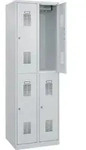 C+P Doppelst&ouml;ckiger Spind Basis PLUS, 4 F&auml;cher, 1850x600x500mm, 7035/7035